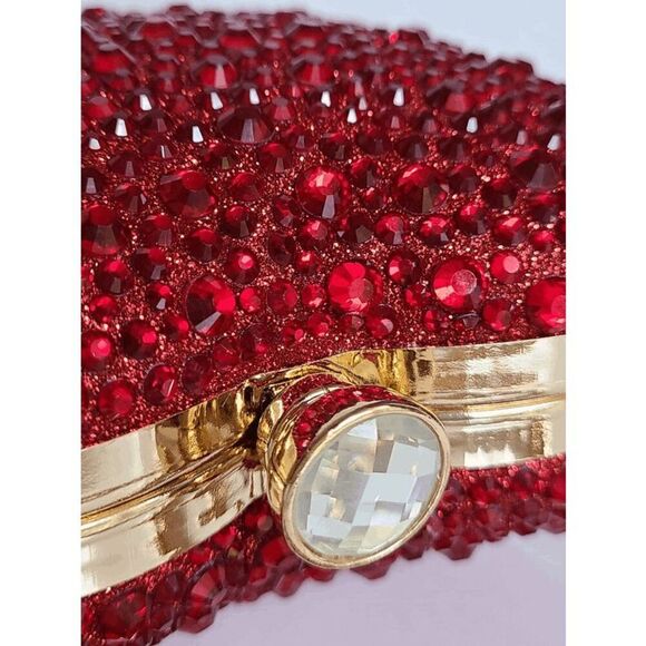 ❤️💎 Jeweled Sparkling Rhinestone Red Heart Shaped Chain Clutch Purse Bag NEW - Picture 5 of 16